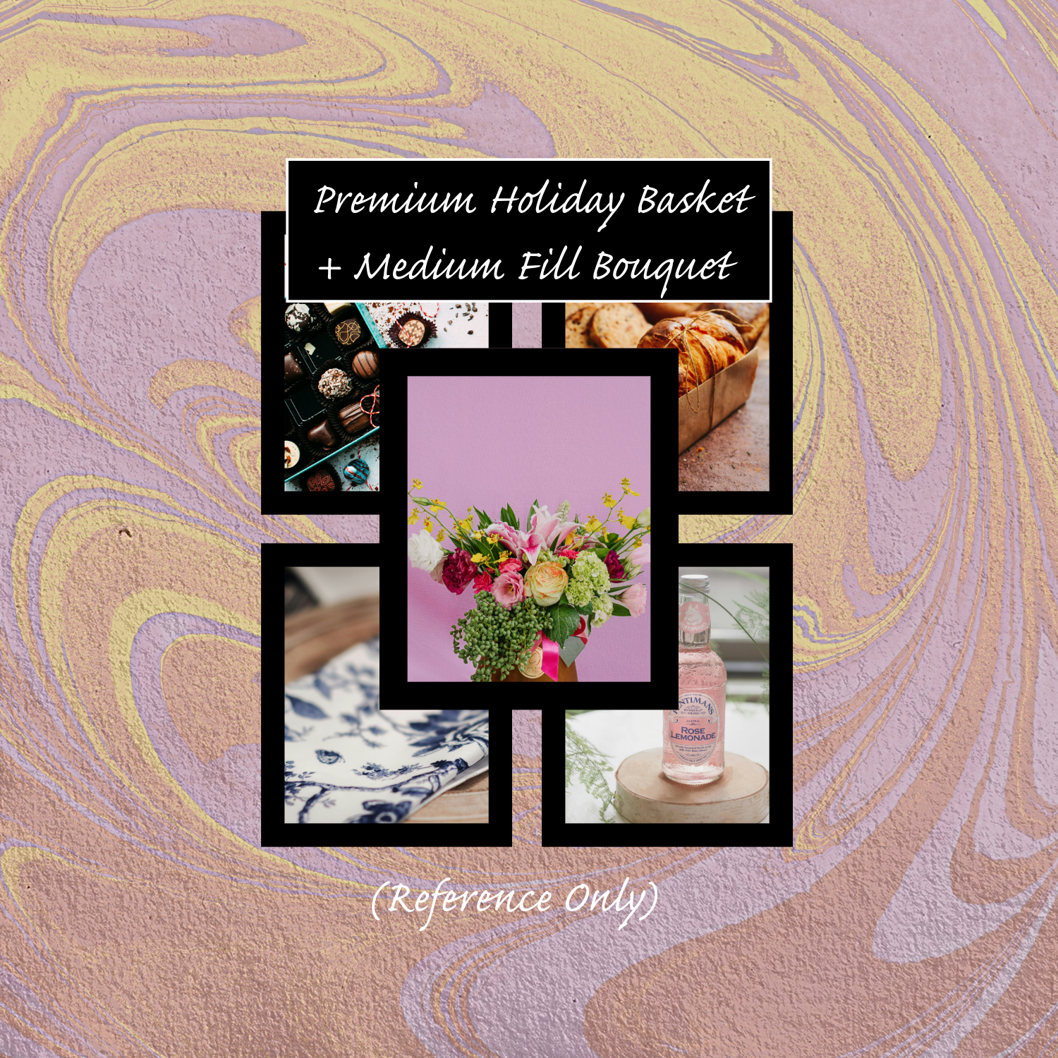 Premium Holiday Basket + Medium Fill Bouquet